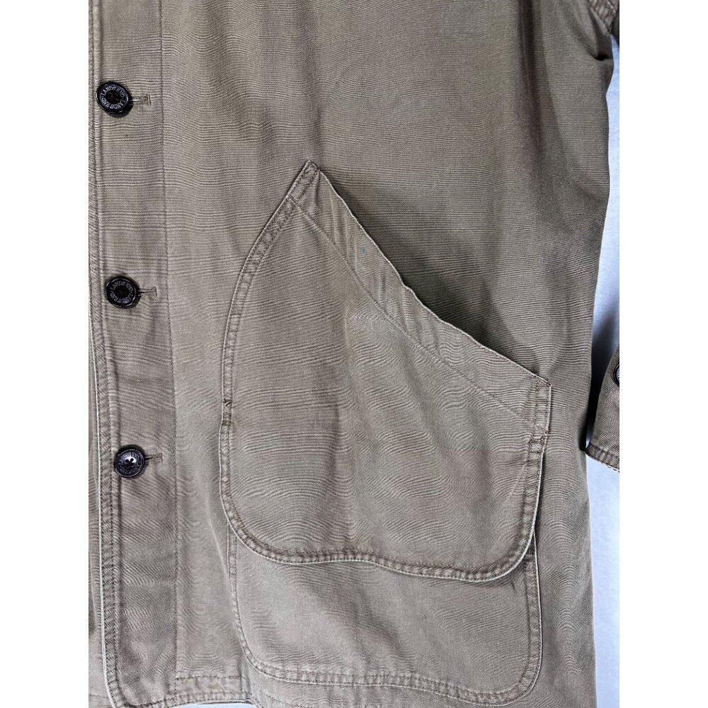 Lands End Mens Canvas XL Barn Coat Corduroy Collar Button Front Brown Tan Lined - Picture 10 of 16